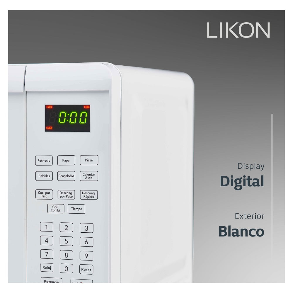 Microondas Digital Con Grill Likon Li23g Blanco 23l